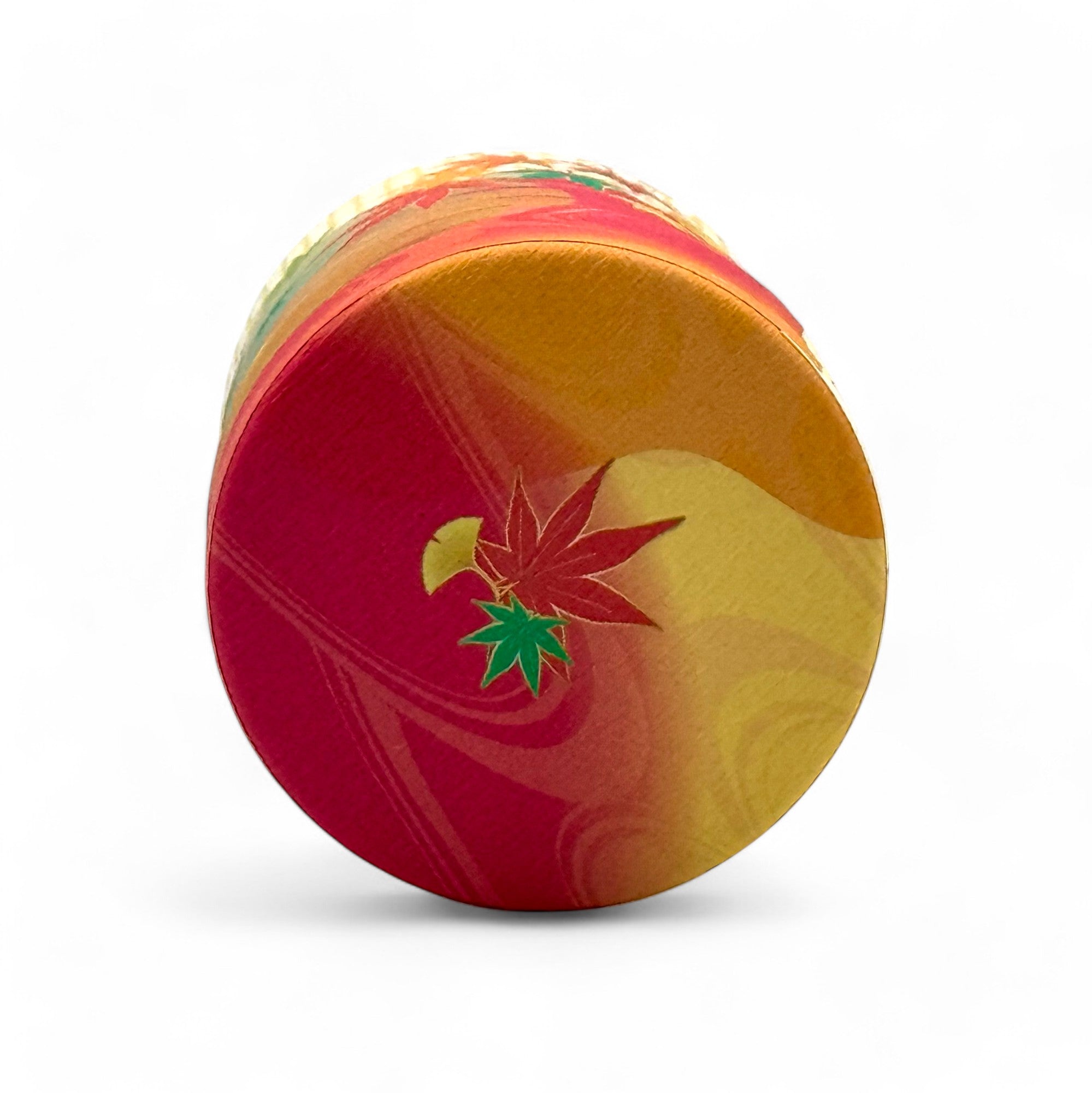 Inoue Shizukan Momiji Orange Mt. Fuji Series Washi Paper Wrapped Tea Canister (S) - Japanese Chazutsu