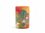 Inoue Shizukan Momiji Orange Mt. Fuji Series Washi Paper Wrapped Tea Canister (S) - Japanese Chazutsu