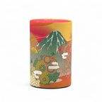 Inoue Shizukan Momiji Orange Mt. Fuji Series Washi Paper Wrapped Tea Canister (S) - Japanese Chazutsu