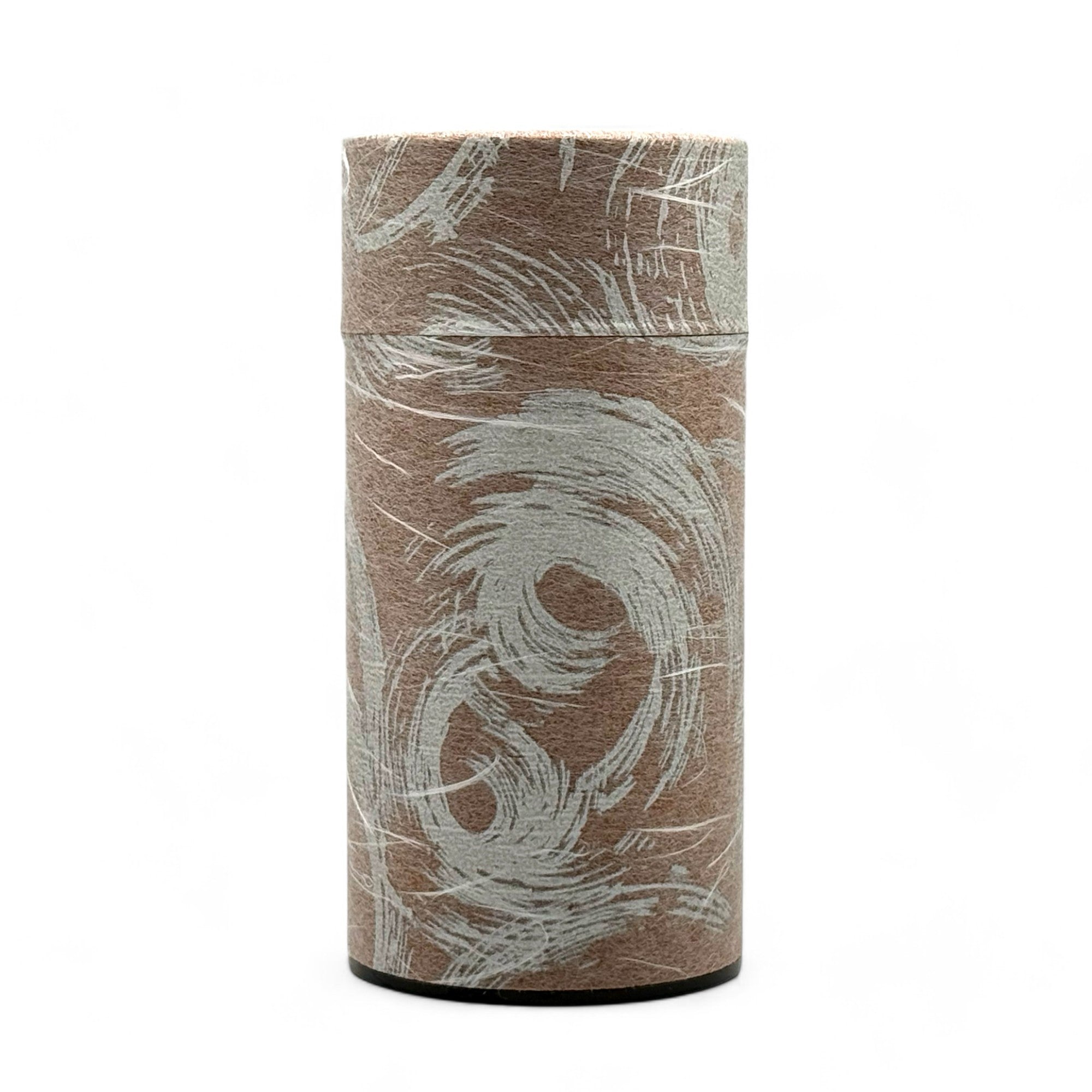 Inoue Okumura Seikan Nankyo Brown Gray Washi Paper Wrapped Tea Canister (L) - Japanese Chazutsu