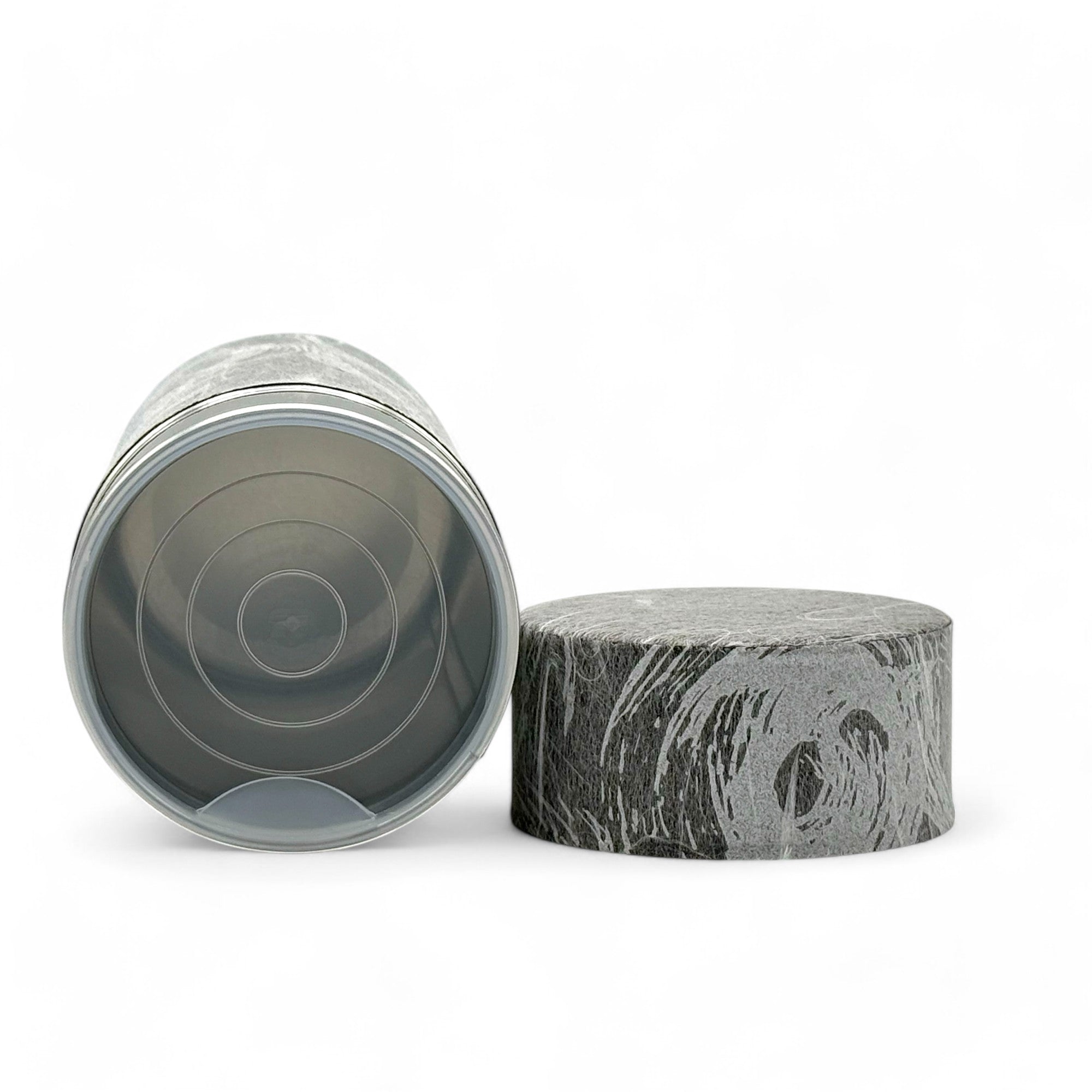 Inoue Okumura Seikan Nankyo Gray Washi Paper Wrapped Tea Canister (L) - Japanese Chazutsu