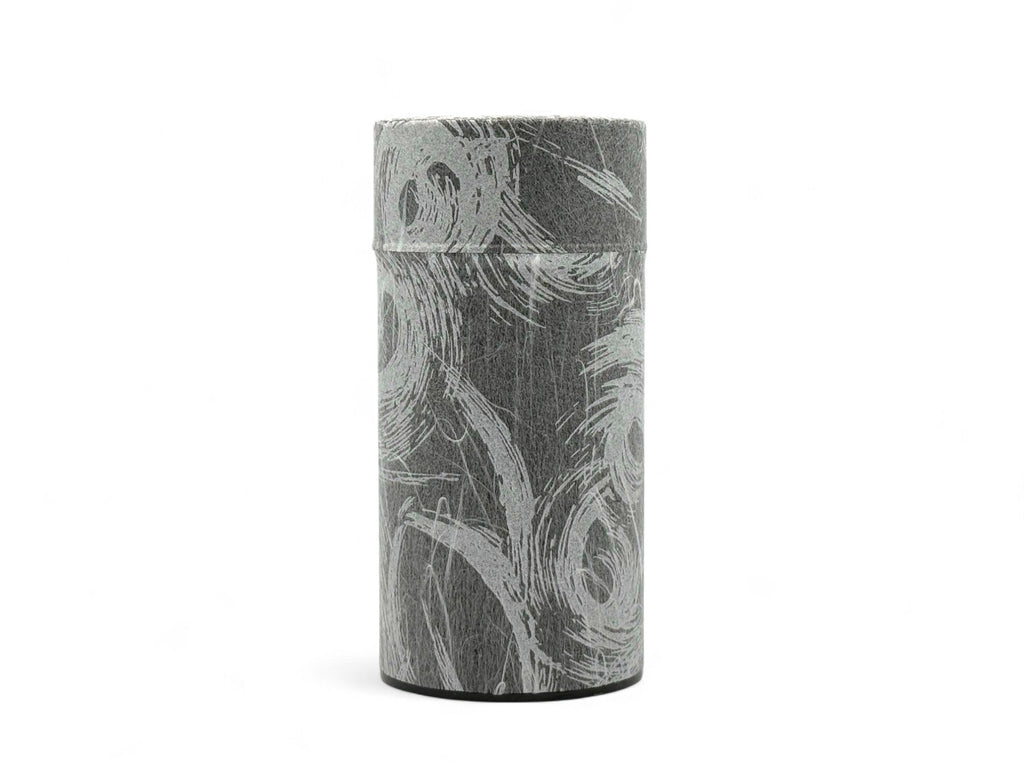 Inoue Okumura Seikan Nankyo Gray Washi Paper Wrapped Tea Canister (L) - Japanese Chazutsu