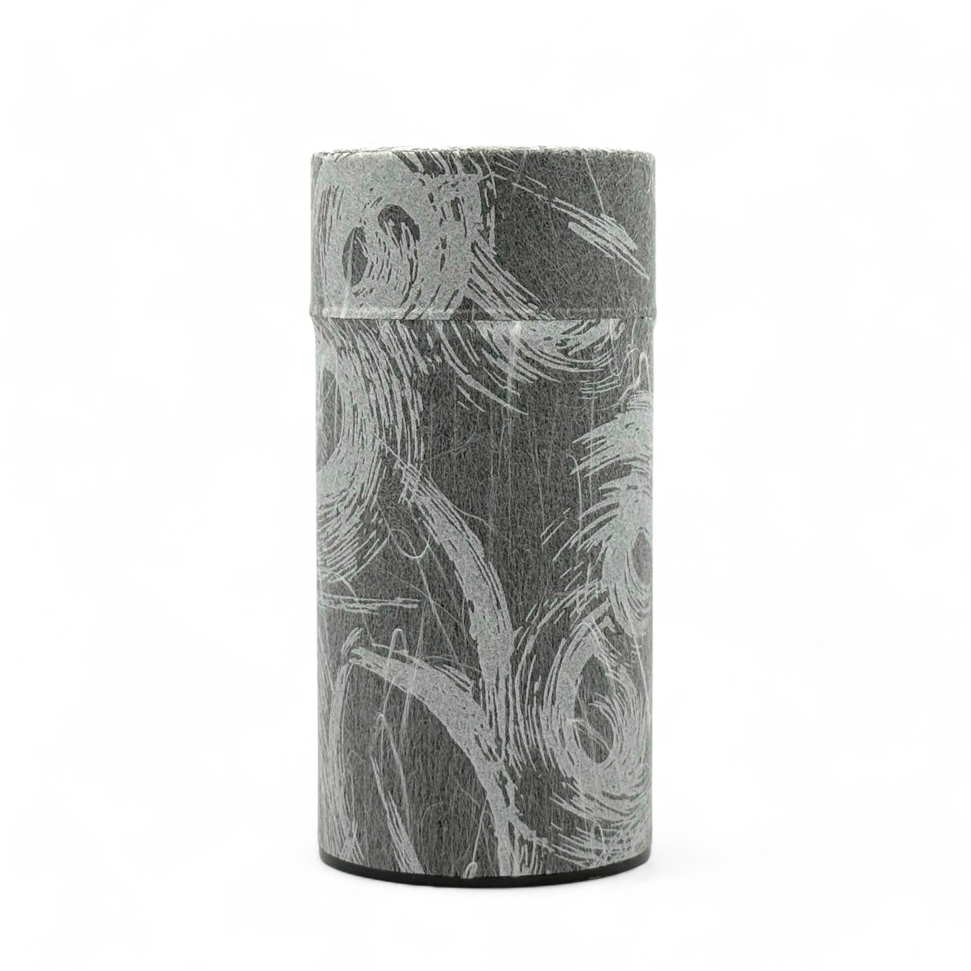 Inoue Okumura Seikan Nankyo Gray Washi Paper Wrapped Tea Canister (L) - Japanese Chazutsu