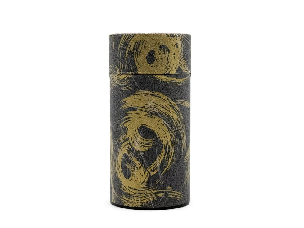 Inoue Okumura Seikan Nankyo Black Gold Washi Paper Wrapped Tea Canister (L) - Japanese Chazutsu