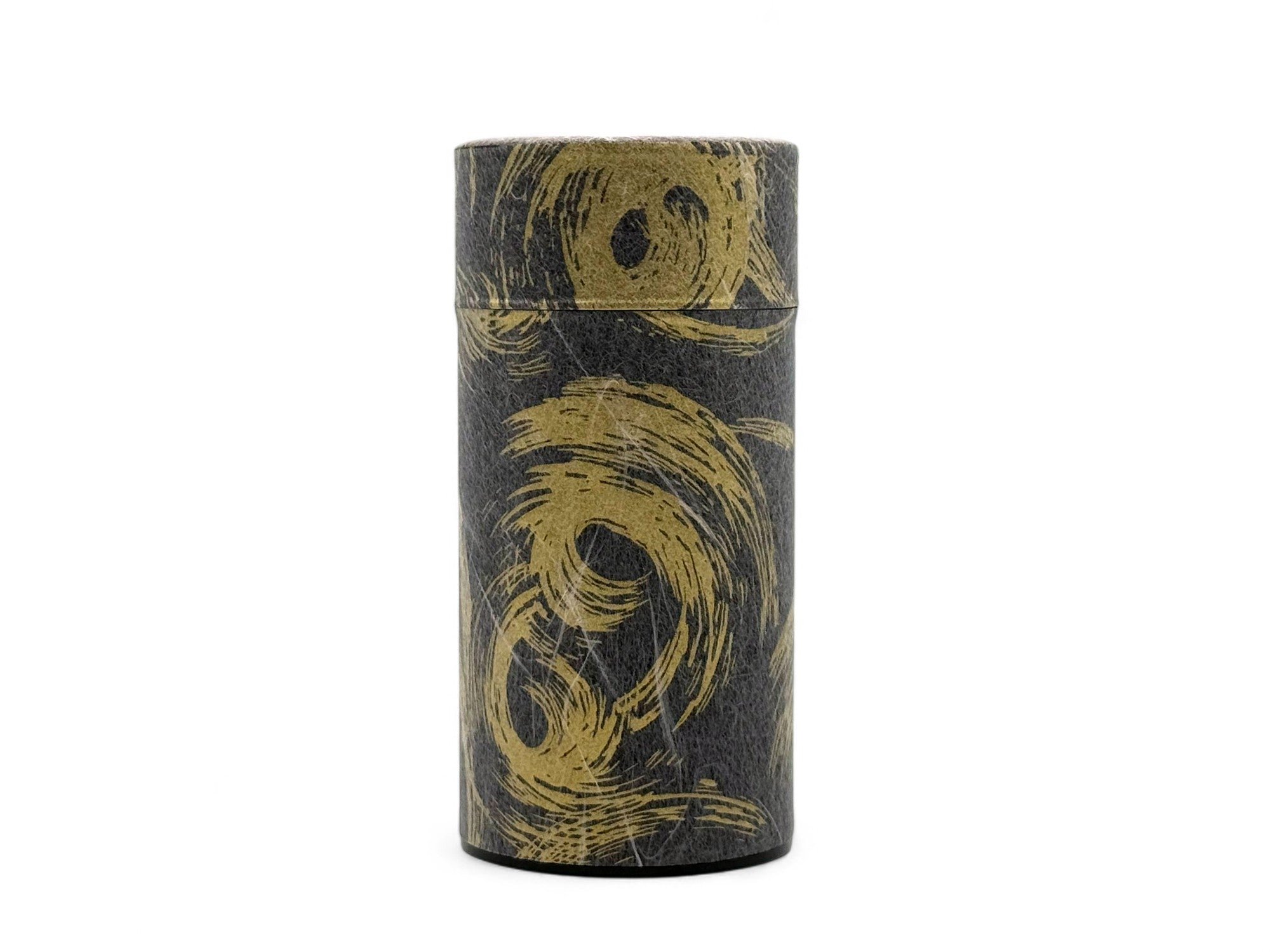 Inoue Okumura Seikan Nankyo Black Gold Washi Paper Wrapped Tea Canister (L) - Japanese Chazutsu