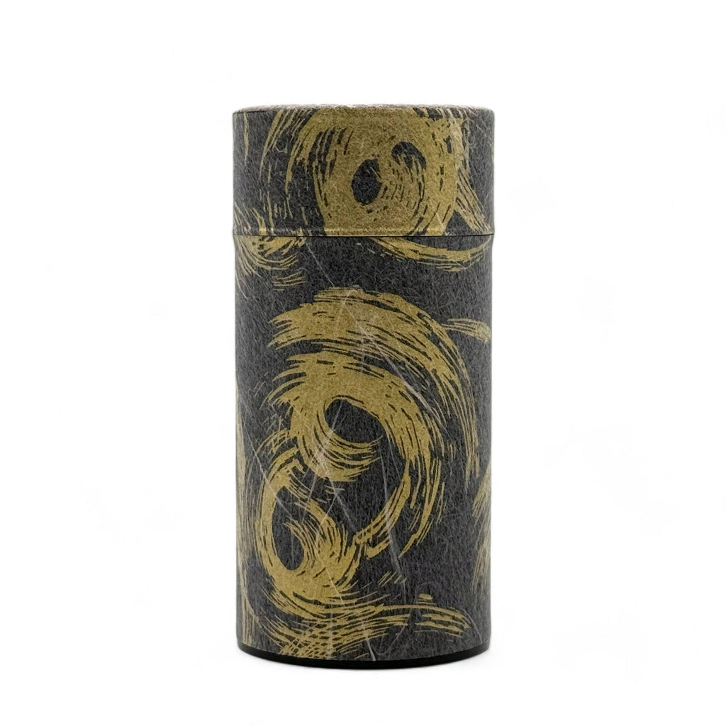 Inoue Okumura Seikan Nankyo Black Gold Washi Paper Wrapped Tea Canister (L) - Japanese Chazutsu