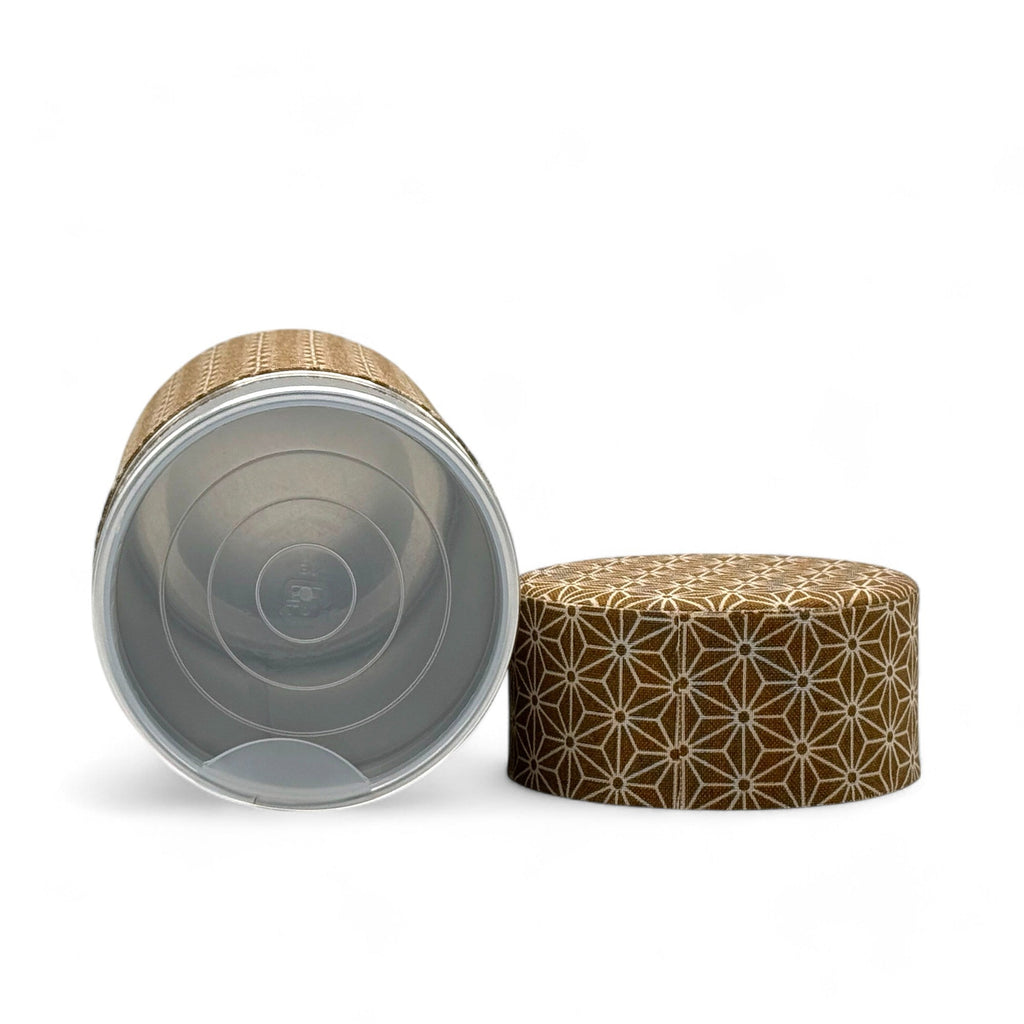 Inoue Okumura Seikan Asanoha Brown Washi Paper Wrapped Tea Canister (L) - Japanese Chazutsu