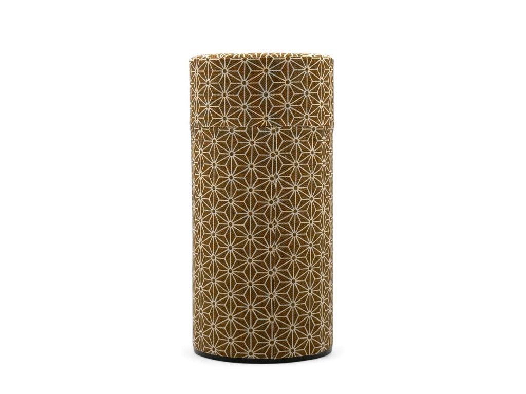 Inoue Okumura Seikan Asanoha Brown Washi Paper Wrapped Tea Canister (L) - Japanese Chazutsu