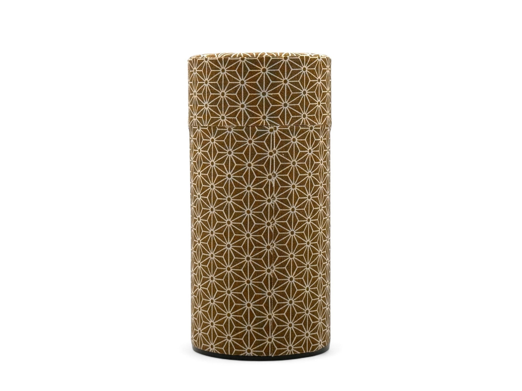 Inoue Okumura Seikan Asanoha Brown Washi Paper Wrapped Tea Canister (L) - Japanese Chazutsu