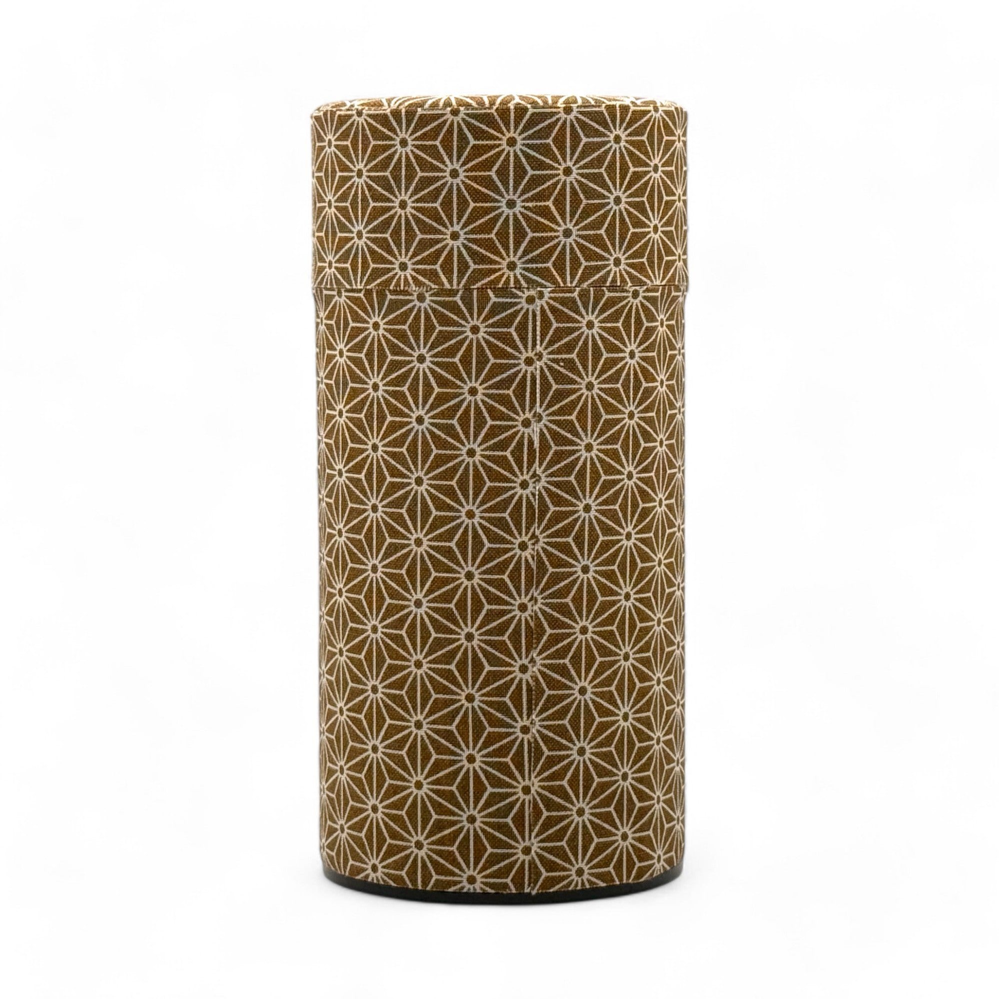 Inoue Okumura Seikan Asanoha Brown Washi Paper Wrapped Tea Canister (L) - Japanese Chazutsu