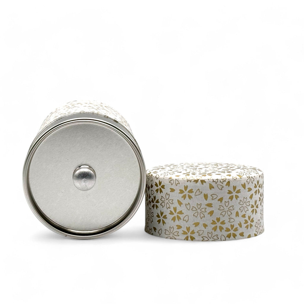 Inoue Tea Kenran Hana White Washi Paper Wrapped Tea Canister (L) - Japanese Chazutsu, shown in a detailed image.