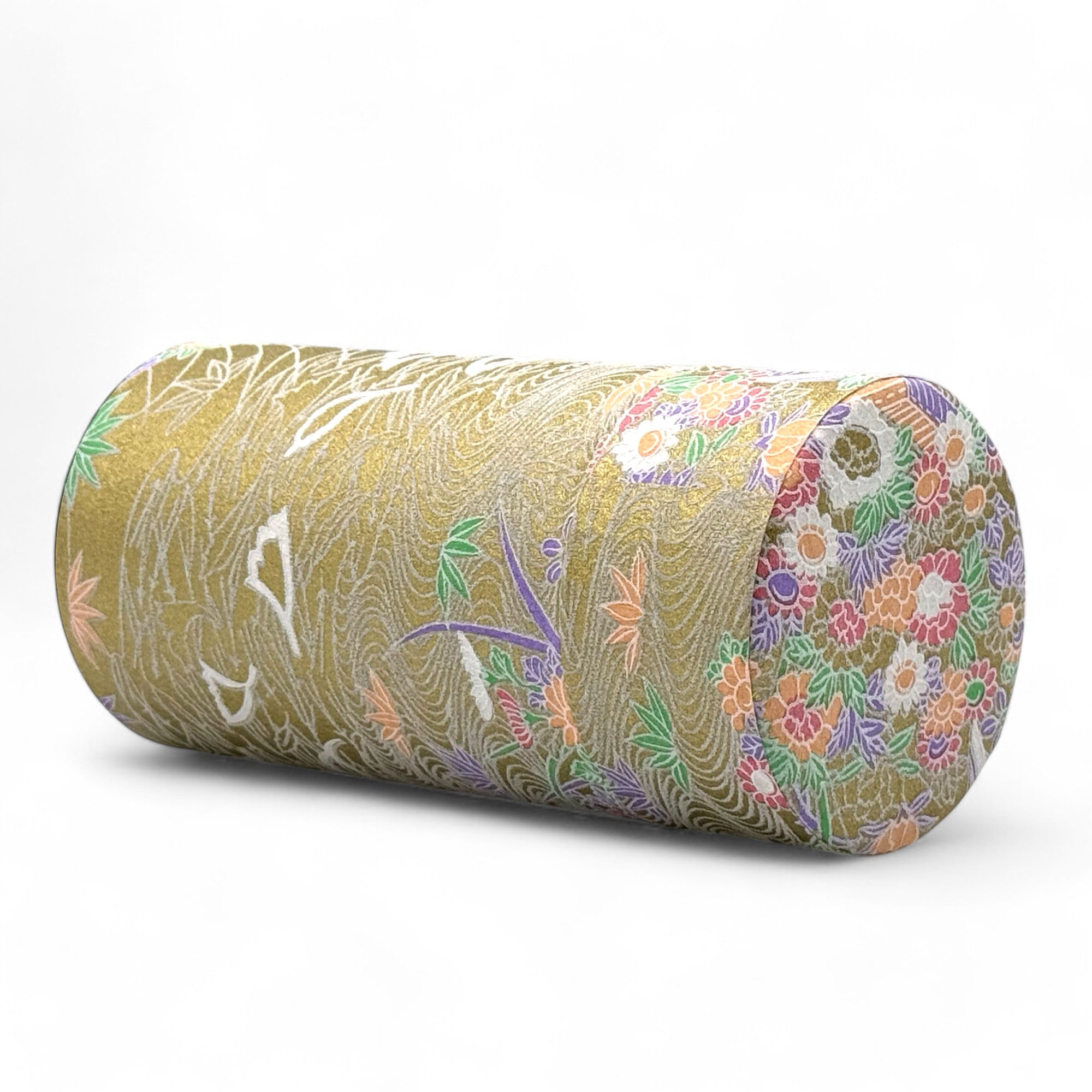 Inoue Yayoi Hanamizu Gold Washi Paper Wrapped Tea Canister (L) - Japanese Chazutsu