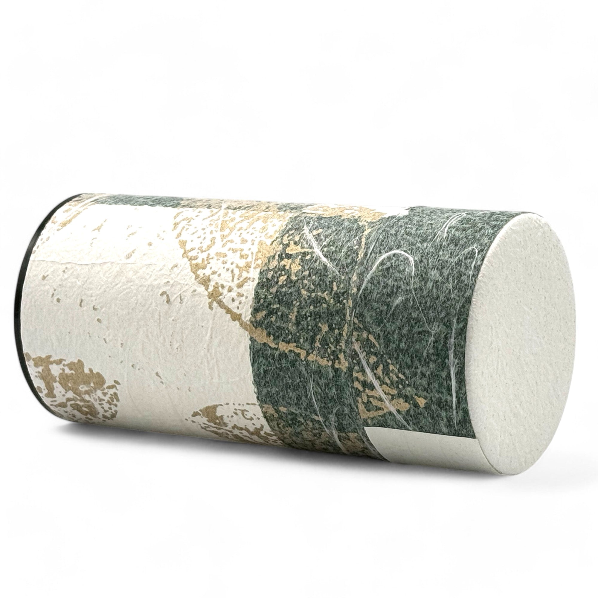 Inoue Okumura Sanka Green Washi Paper Wrapped Tea Canister (L) - Japanese Chazutsu