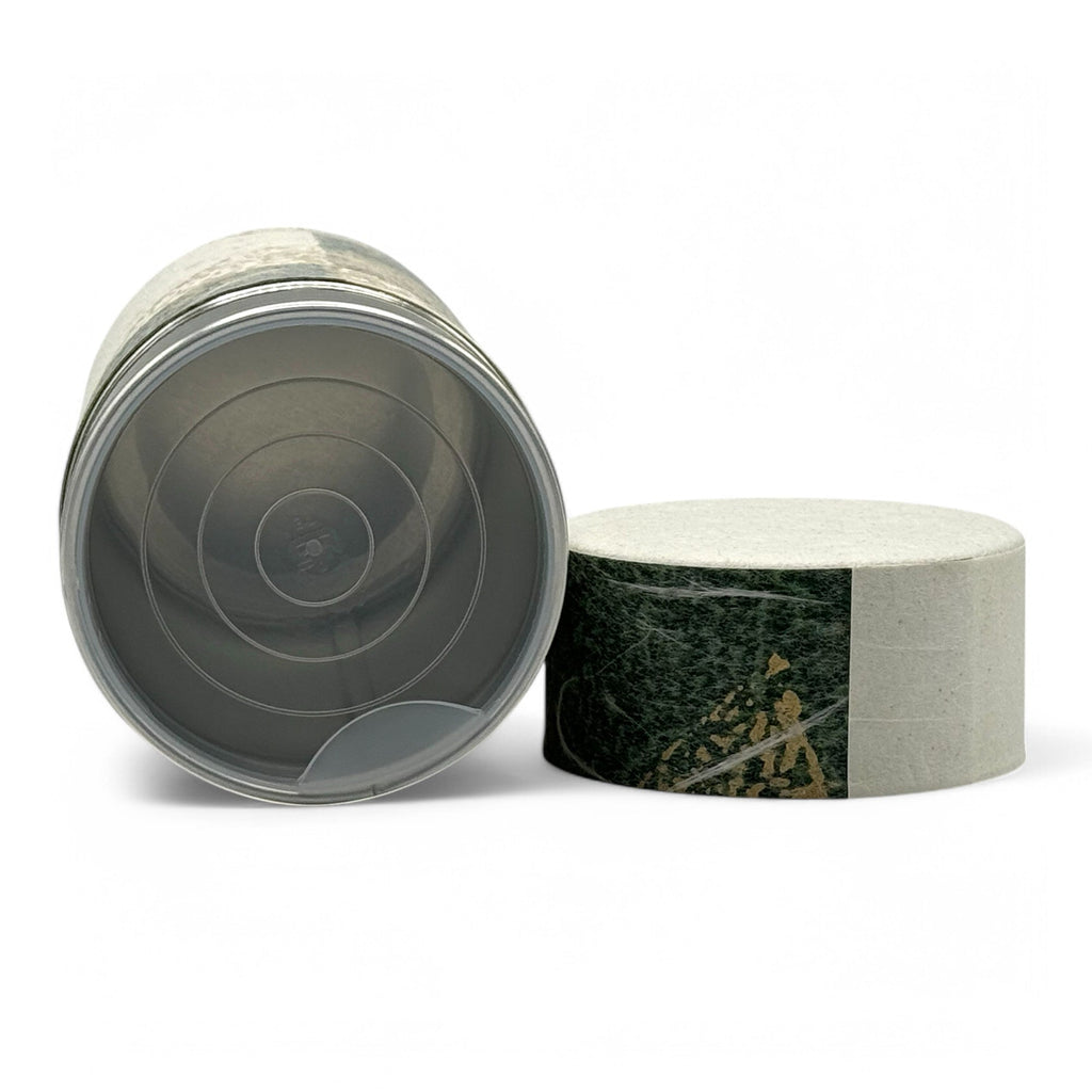 Inoue Okumura Sanka Green Washi Paper Wrapped Tea Canister (L) - Japanese Chazutsu