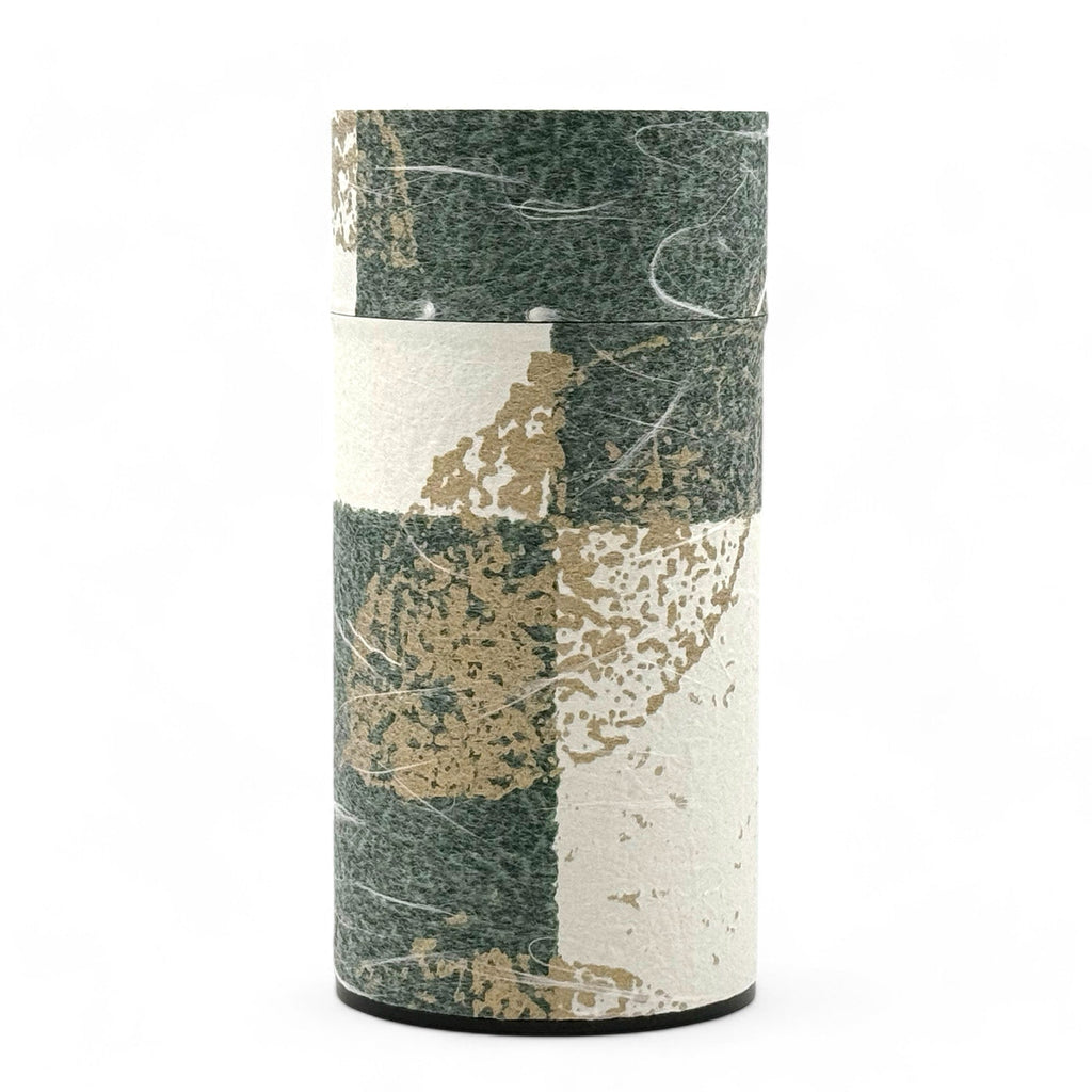 Inoue Okumura Sanka Green Washi Paper Wrapped Tea Canister (L) - Japanese Chazutsu