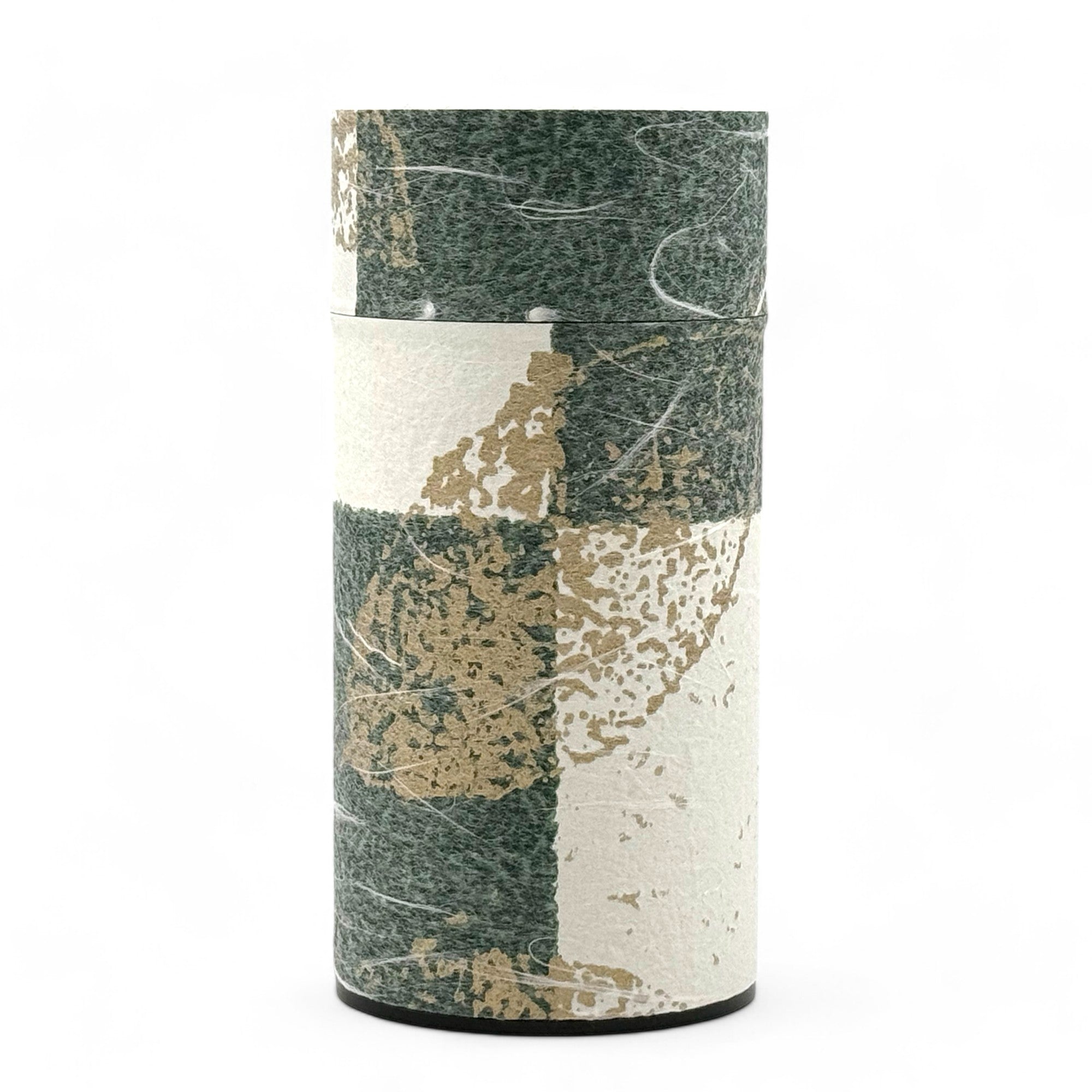Inoue Okumura Sanka Green Washi Paper Wrapped Tea Canister (L) - Japanese Chazutsu