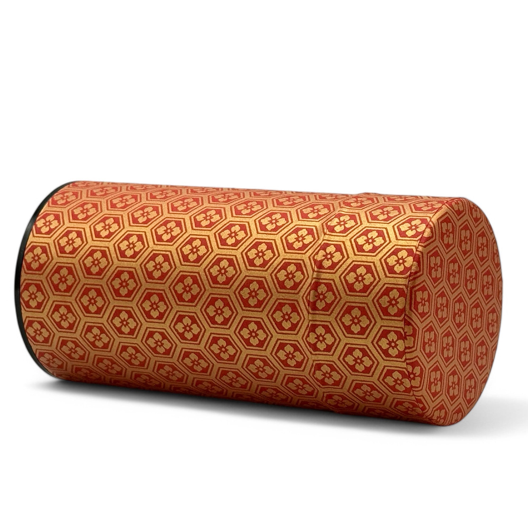Inoue Okumura Chiyogami Red Washi Paper Wrapped Tea Canister (L) - Japanese Chazutsu