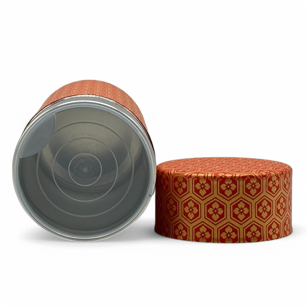 Inoue Okumura Chiyogami Red Washi Paper Wrapped Tea Canister (L) - Japanese Chazutsu