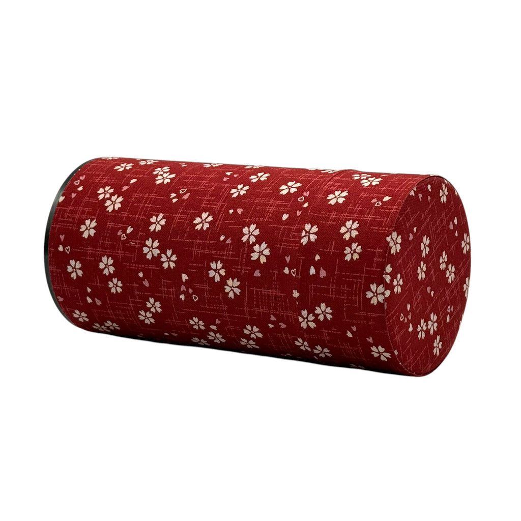 Inoue Okumura Sakura Red Fabric Wrapped Tea Canister (L) - Japanese Chazutsu