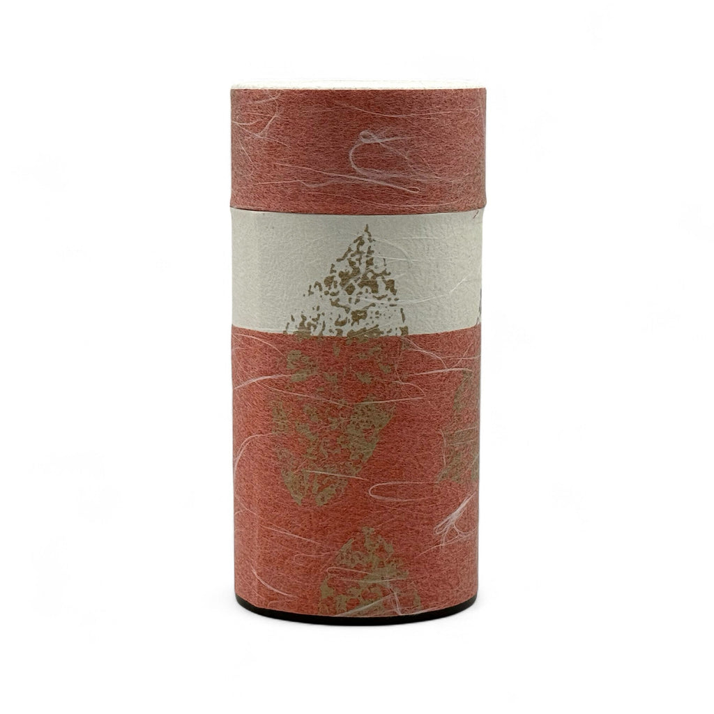 Inoue Okumura Crimson Red Washi Paper Wrapped Tea Canister (L) - Japanese Chazutsu