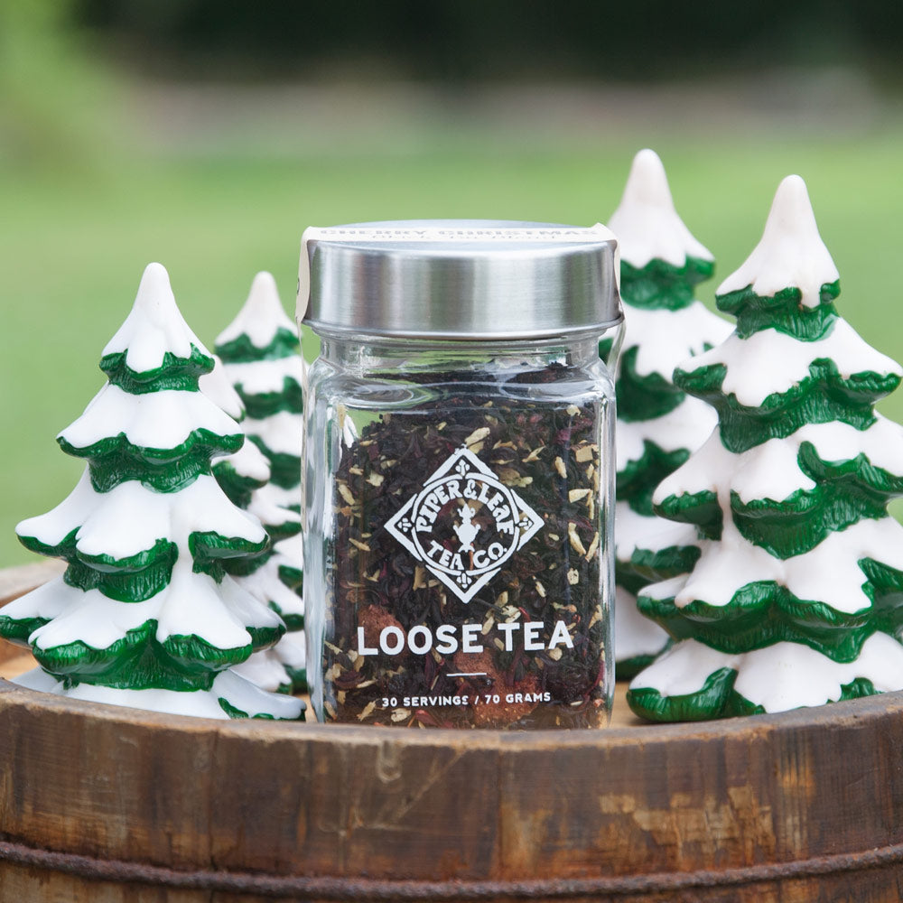 Piper and Leaf Cherry Christmas Glass Jar of Loose Leaf Tea - 30 Servings