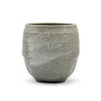 Inoue Tea Ishin Mountain Gray Mino-yaki Yunomi - Japanese teacup, gray ceramic, 3.5"W x 2.9"H, 14oz capacity, handcrafted in Japan.