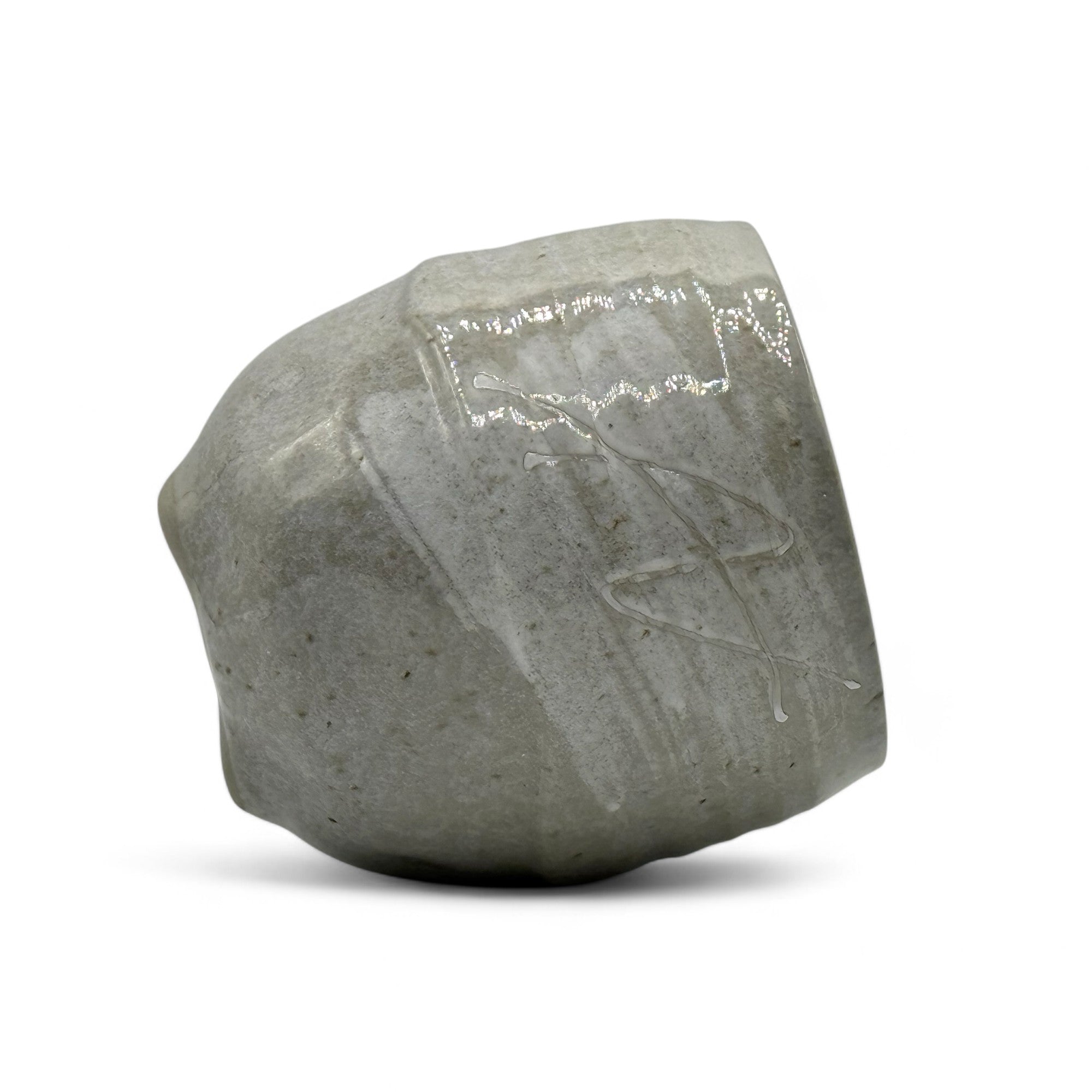 Inoue Tea Ishin Mountain Gray Mino-yaki Yunomi - Japanese Teacup, showing a gray ceramic teacup with a minimalist design.
