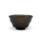 Inoue Tea Rokubei Black Bizen-yaki Yunomi, Japanese Sencha teacup, earthy matte finish, 3.6"W x 2"H, capacity 5.4oz, made in Japan.