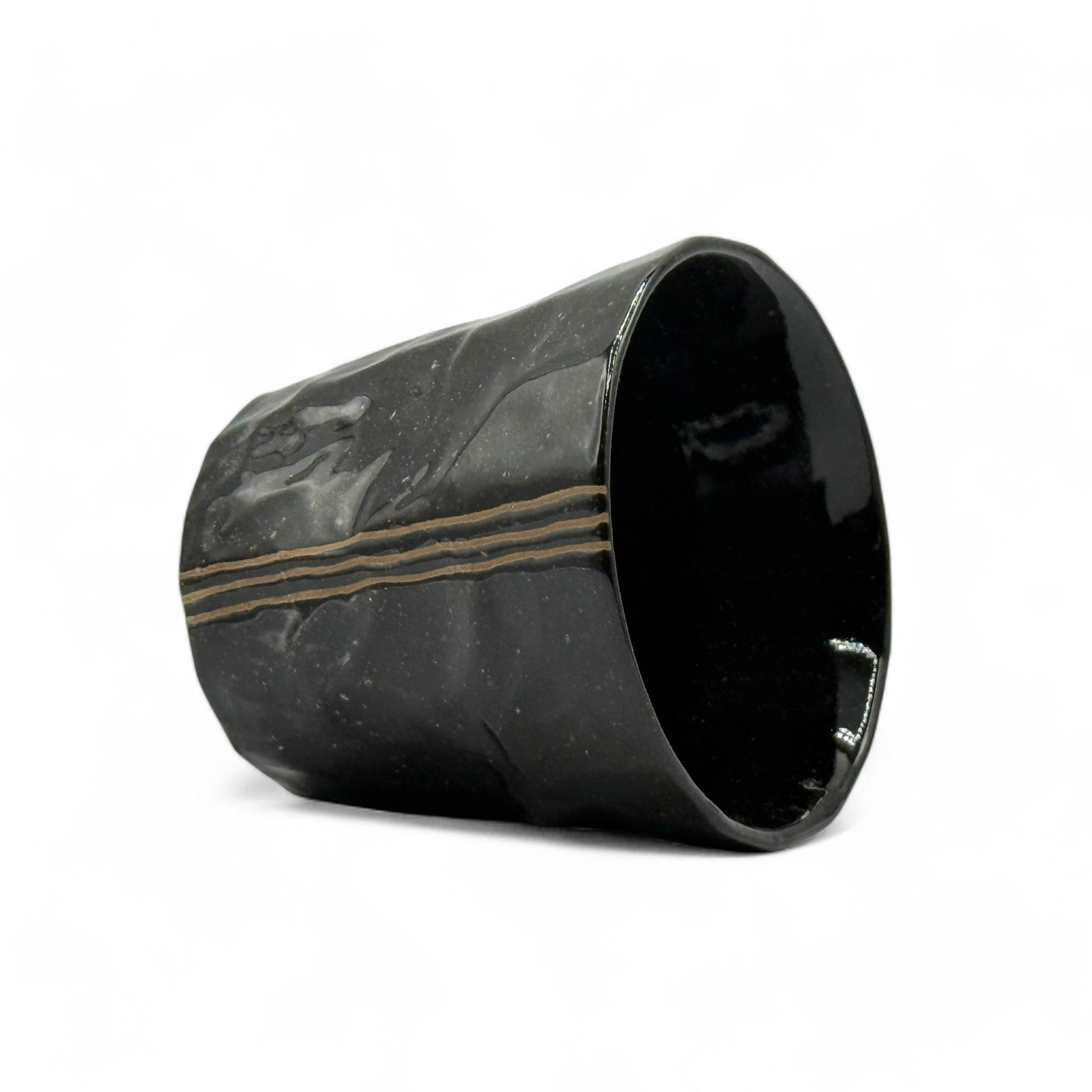 Inoue Tea Kuro Rock Black Mino-yaki Yunomi - Japanese Teacup