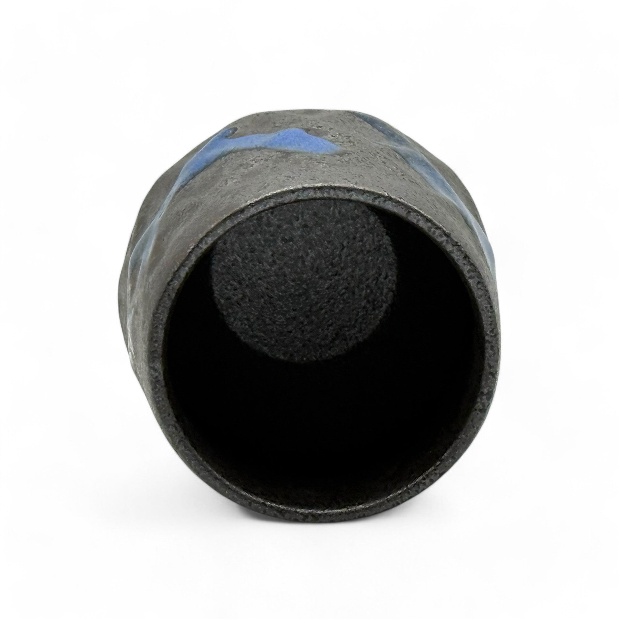 Inoue Tea Kurobuki Ryusui Gray Blue Mino-yaki Yunomi - Japanese Teacup displayed on a neutral background.