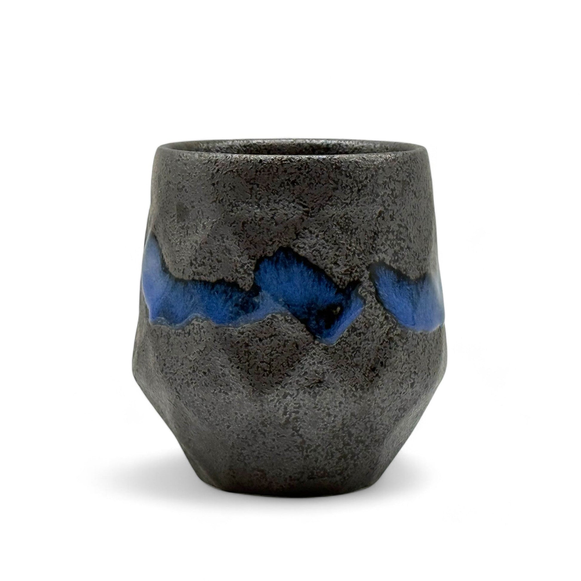 Inoue Tea Kurobuki Ryusui Gray Blue Mino-yaki Yunomi - Japanese Teacup