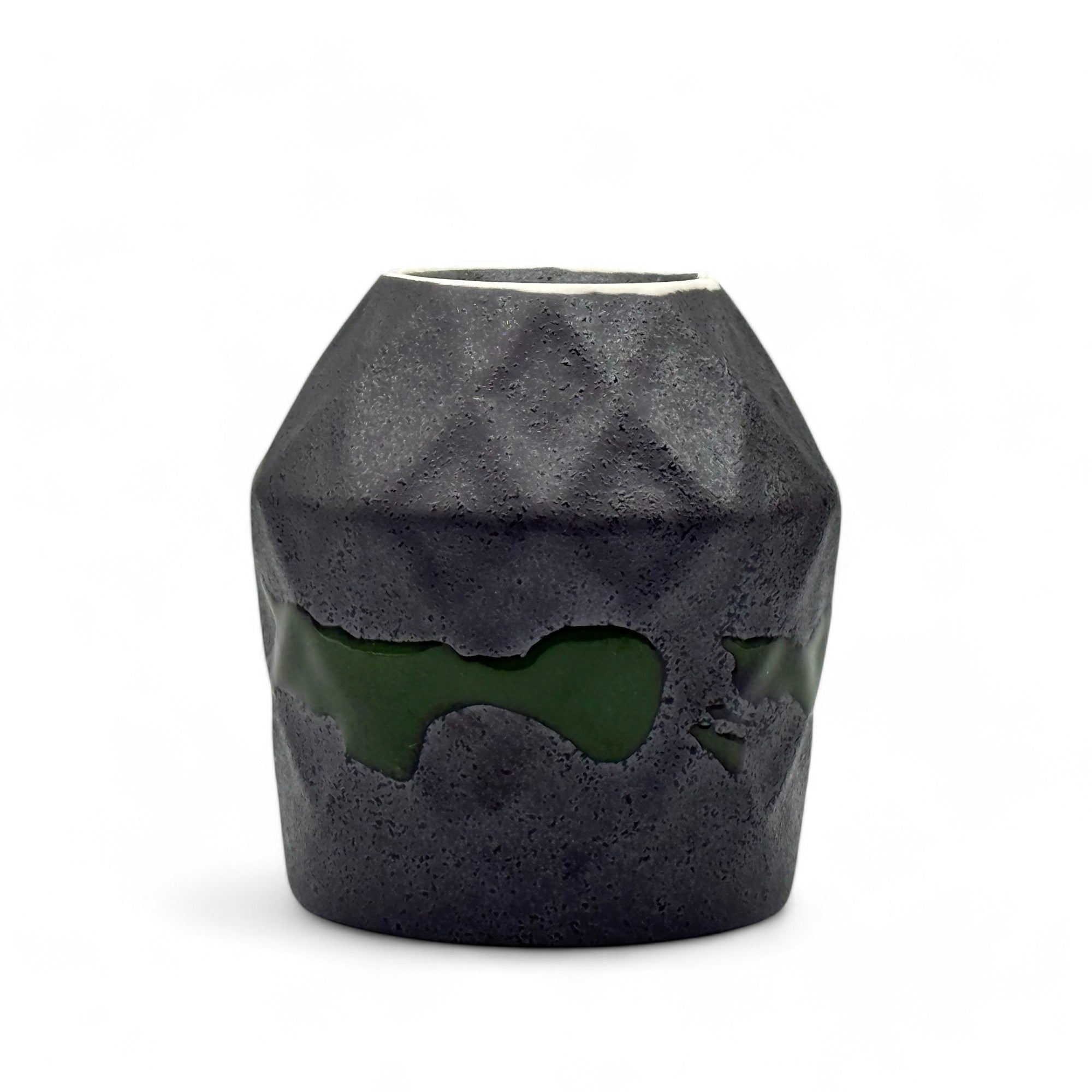 Inoue Tea Kurobuki Ryusui Grey Green Mino-yaki Yunomi - Japanese Teacup shown in image