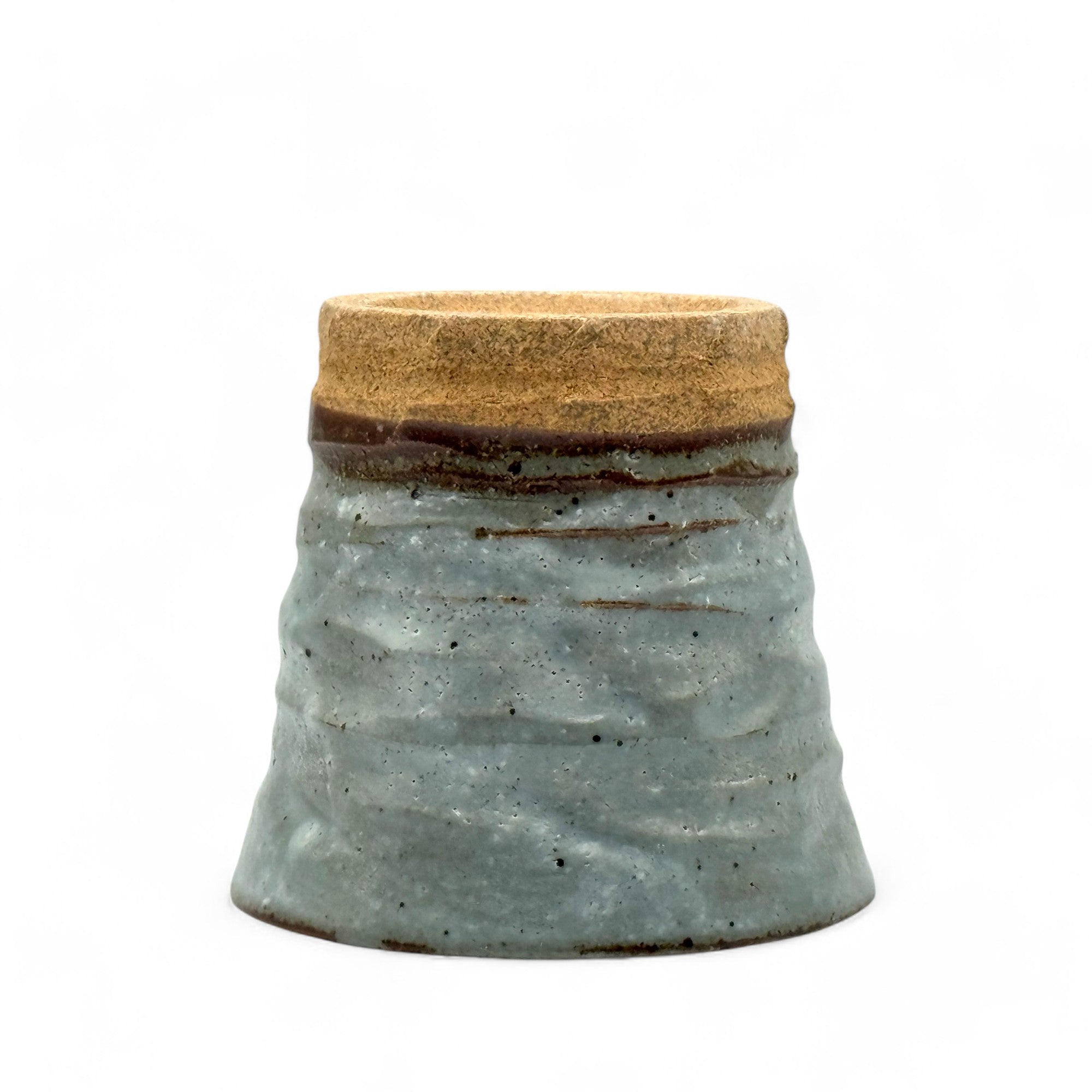 Inoue Tea Kohiki Shiro Gray Mino-yaki Yunomi - Japanese Teacup, a gray ceramic cup with a textured finish.