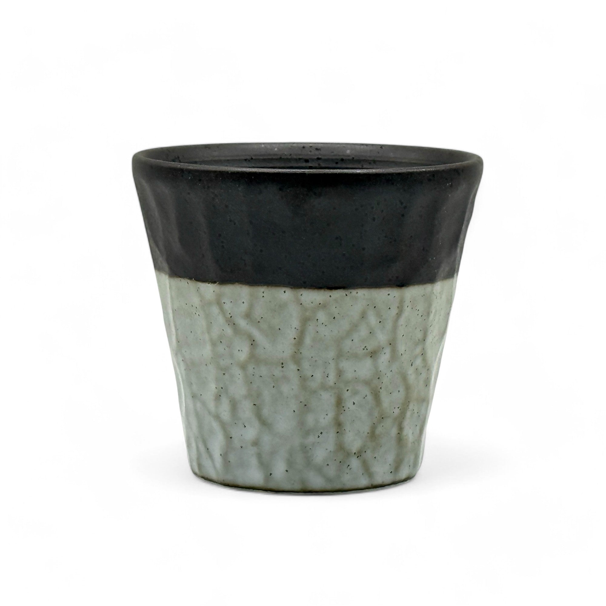 Inoue Tea Nuriwake Gray Mino-yaki Yunomi - Japanese Teacup, 3.7"W x 3.3"H, 10oz capacity, handwash, made in Japan.