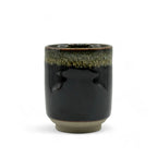 Inoue Tea Tetsu Black Mino-yaki Yunomi - Japanese teacup, 2.7"W x 3.8"H, 6.7oz capacity, handcrafted pottery from Gifu, Japan.