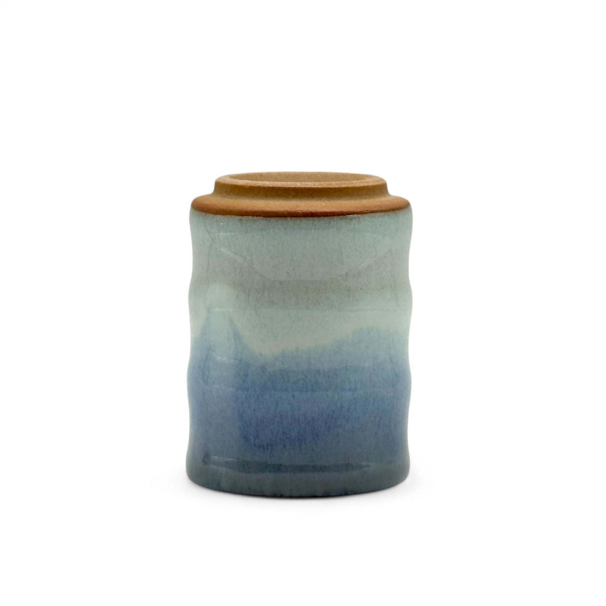 Inoue Tea Ranyu Nagashi Blue Mino-yaki Yunomi - Japanese Teacup