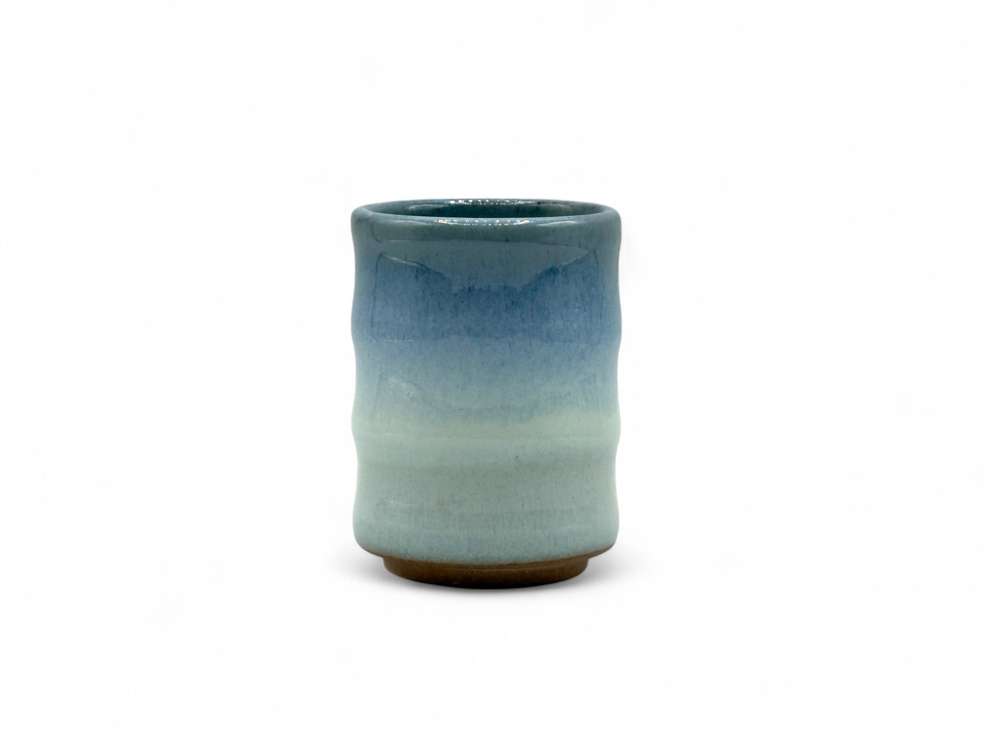 Inoue Tea Ranyu Nagashi Blue Mino-yaki Yunomi - Japanese Teacup