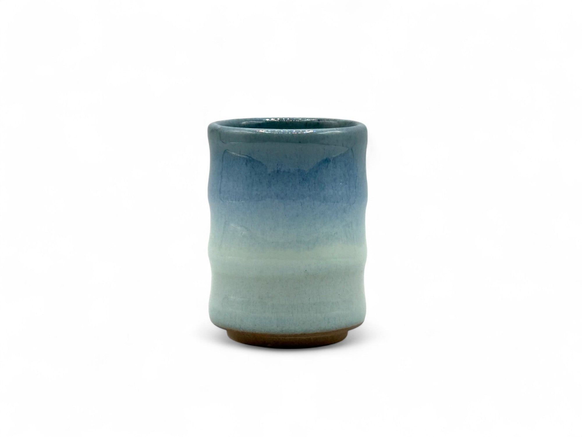 Inoue Tea Ranyu Nagashi Blue Mino-yaki Yunomi - Japanese Teacup, ceramic cup featuring blue patterns, by Inoue Tea.