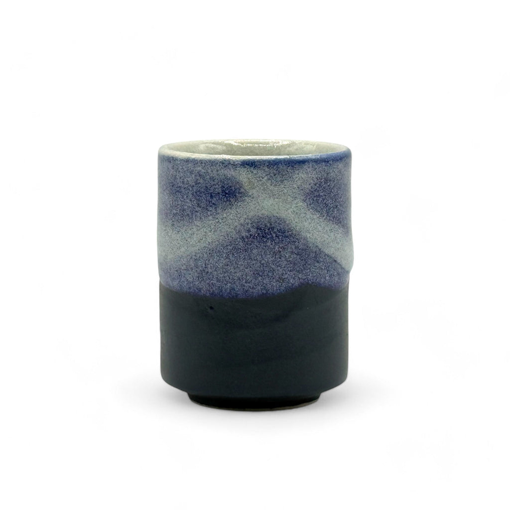 Inoue Tea Ruri Kesho Black Mino-yaki Yunomi - Japanese teacup, 2.5"W x 3.2"H, crafted from Gifu clay, handwash care.