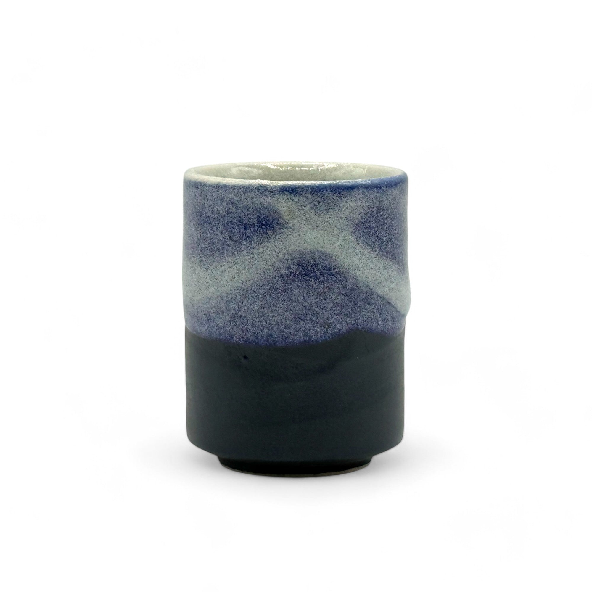 Inoue Tea Ruri Kesho Black Mino-yaki Yunomi - Japanese teacup, 2.5"W x 3.2"H, crafted from Gifu clay, handwash care.