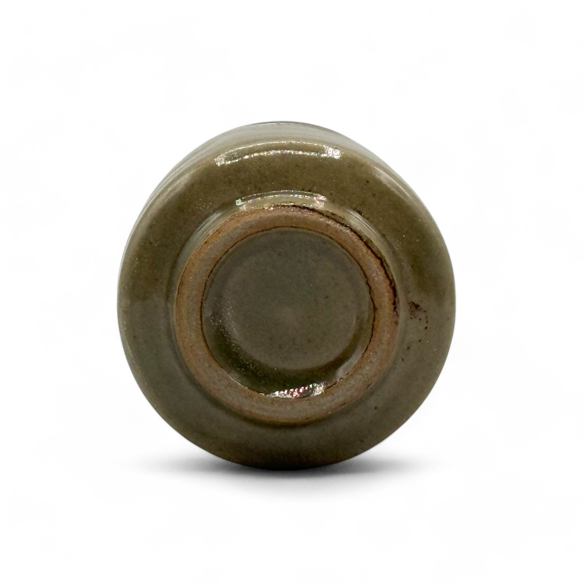 Inoue Kin Kama-ryū Green Mino-yaki Yunomi - Japanese Teacup