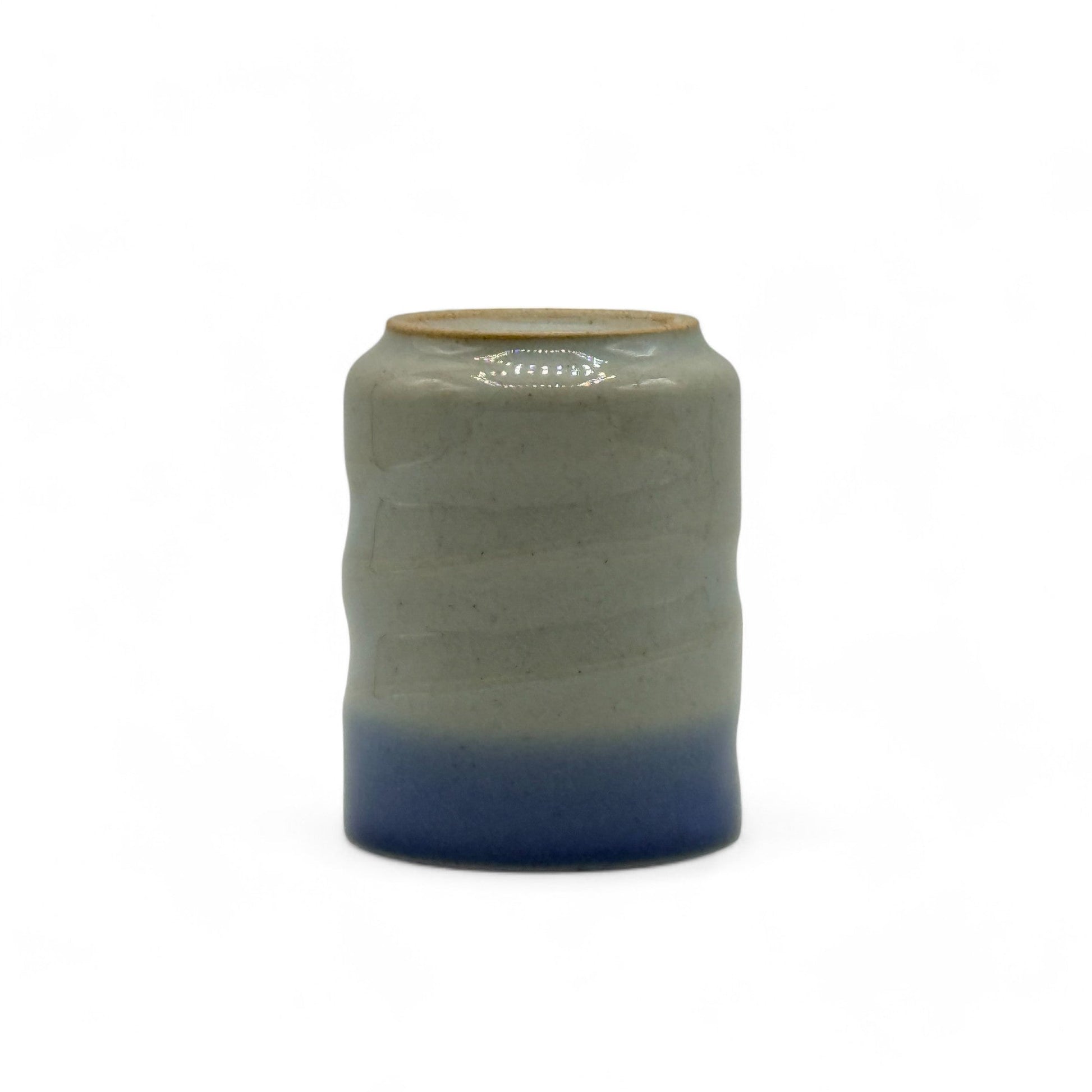 Inoue Tea Aobuchi Blue Mino-yaki Yunomi - Japanese Teacup