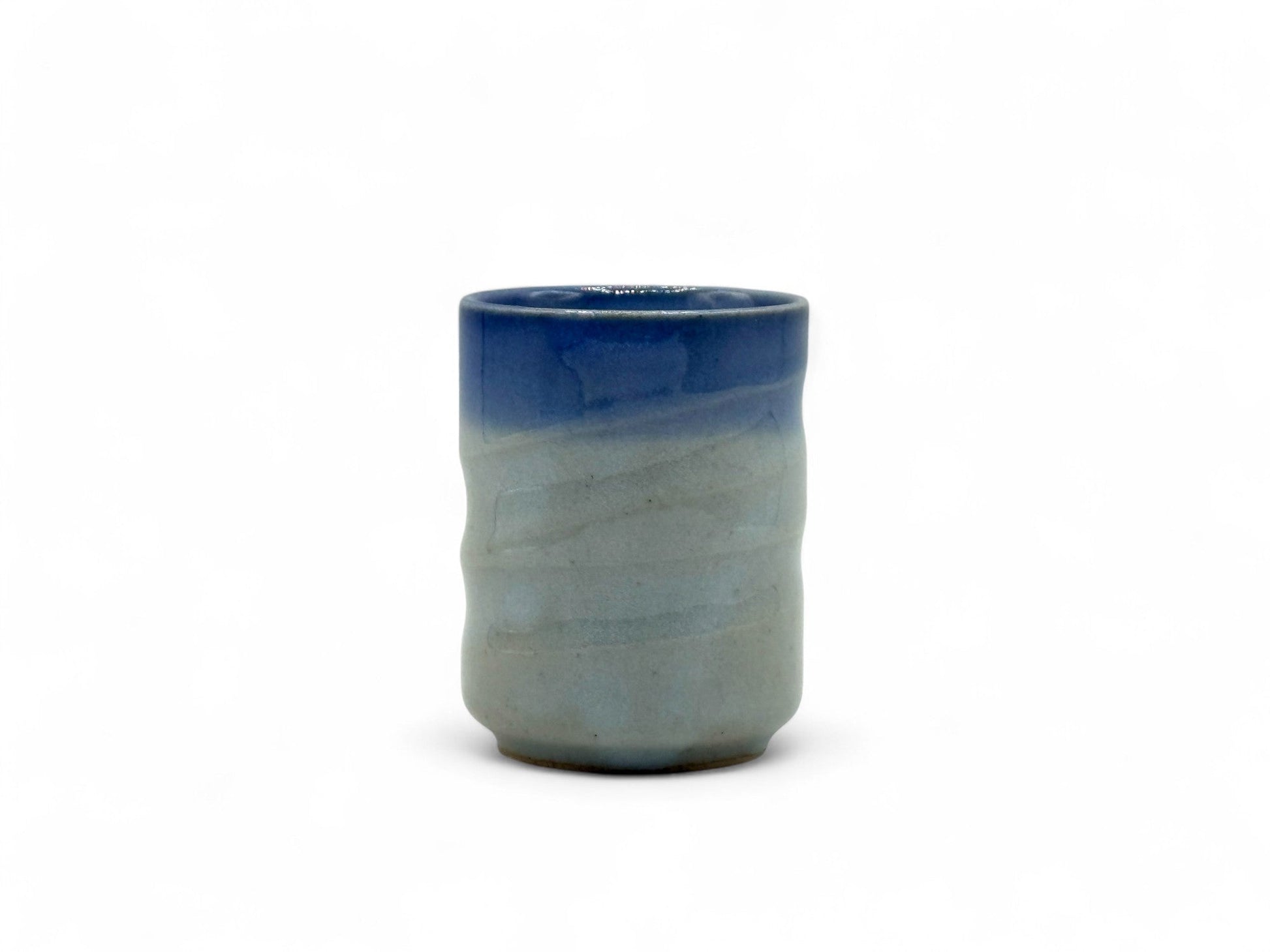 Inoue Tea Aobuchi Blue Mino-yaki Yunomi - Japanese Teacup