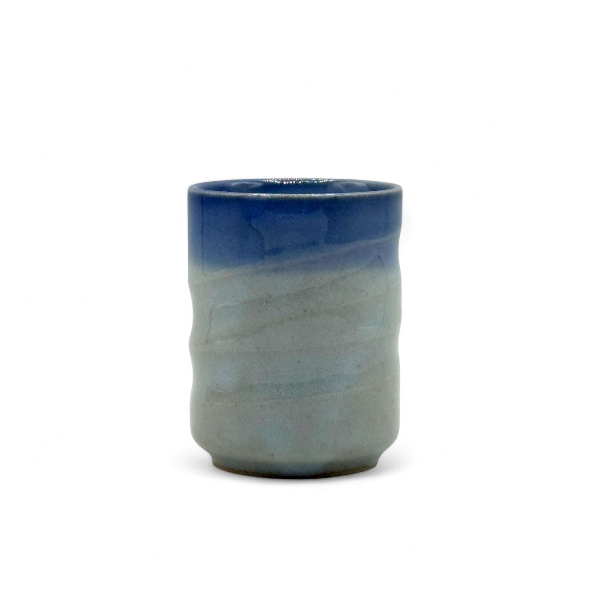 Inoue Tea Aobuchi Blue Mino-yaki Yunomi - Japanese Teacup