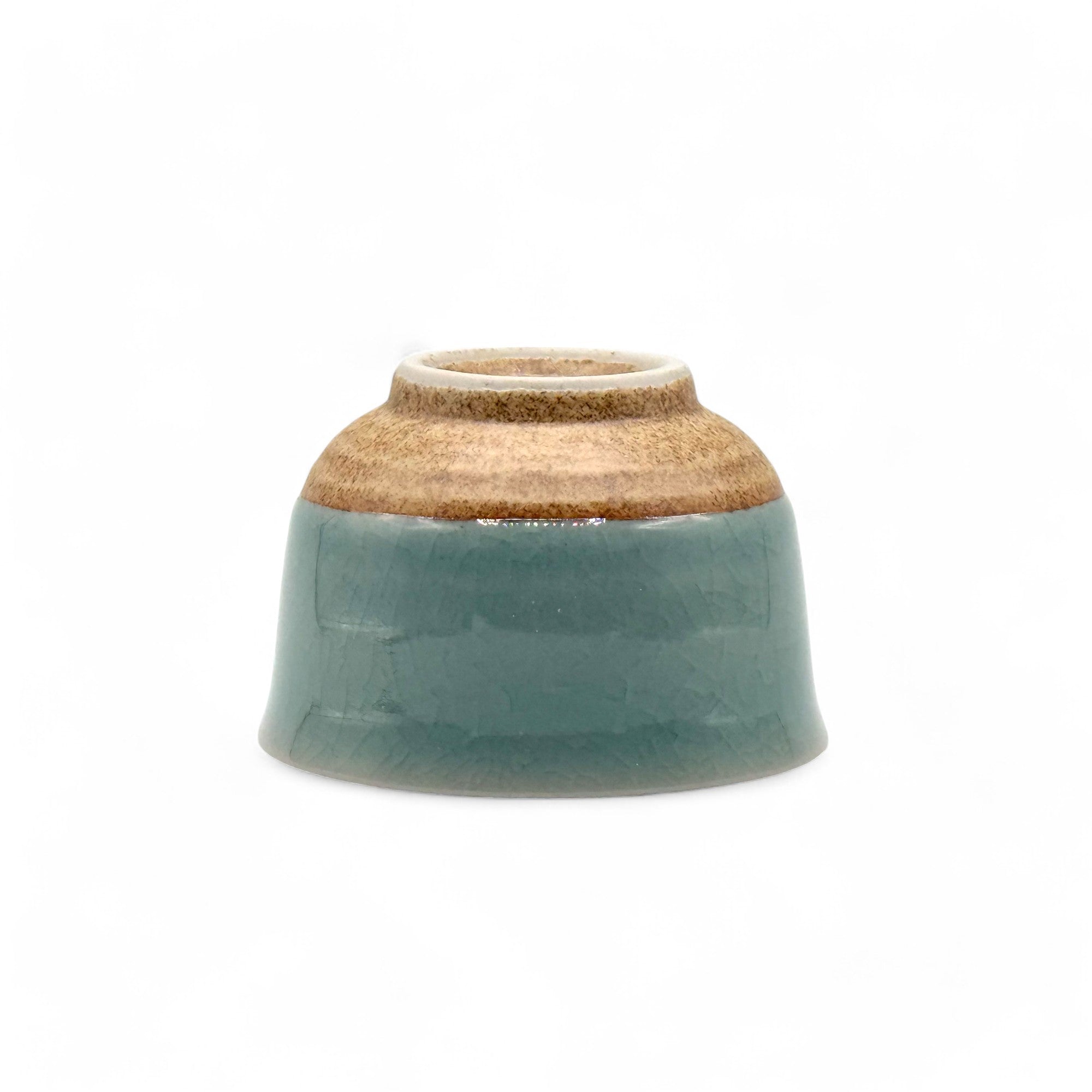 Inoue Tea Seiji Celadon Green Wide Yunomi - Japanese Sencha Teacup shown in image, green ceramic cup with a wide rim.
