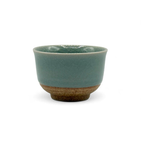 Inoue Tea Seiji Celadon Green Wide Yunomi - Japanese Sencha Teacup featuring a green celadon glaze, 6oz capacity, handcrafted in Japan.