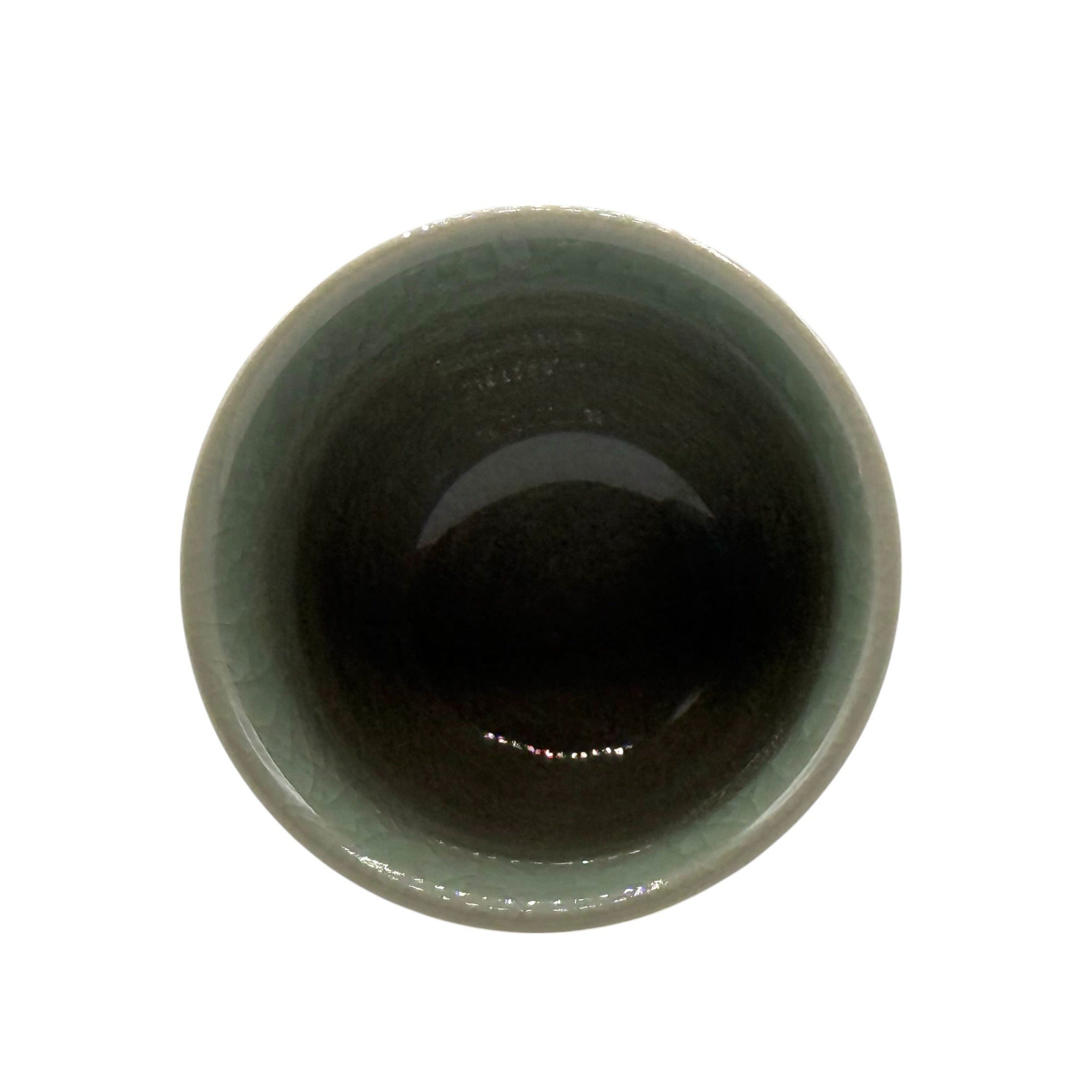 Inoue Tea Seiji Celadon Green Tall Mino-yaki Yunomi - Japanese Sencha Teacup, showing a tall green ceramic teacup.