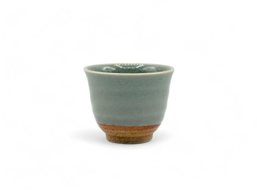 Inoue Tea Seiji Celadon Green Tall Mino-yaki Yunomi - Japanese Sencha Teacup