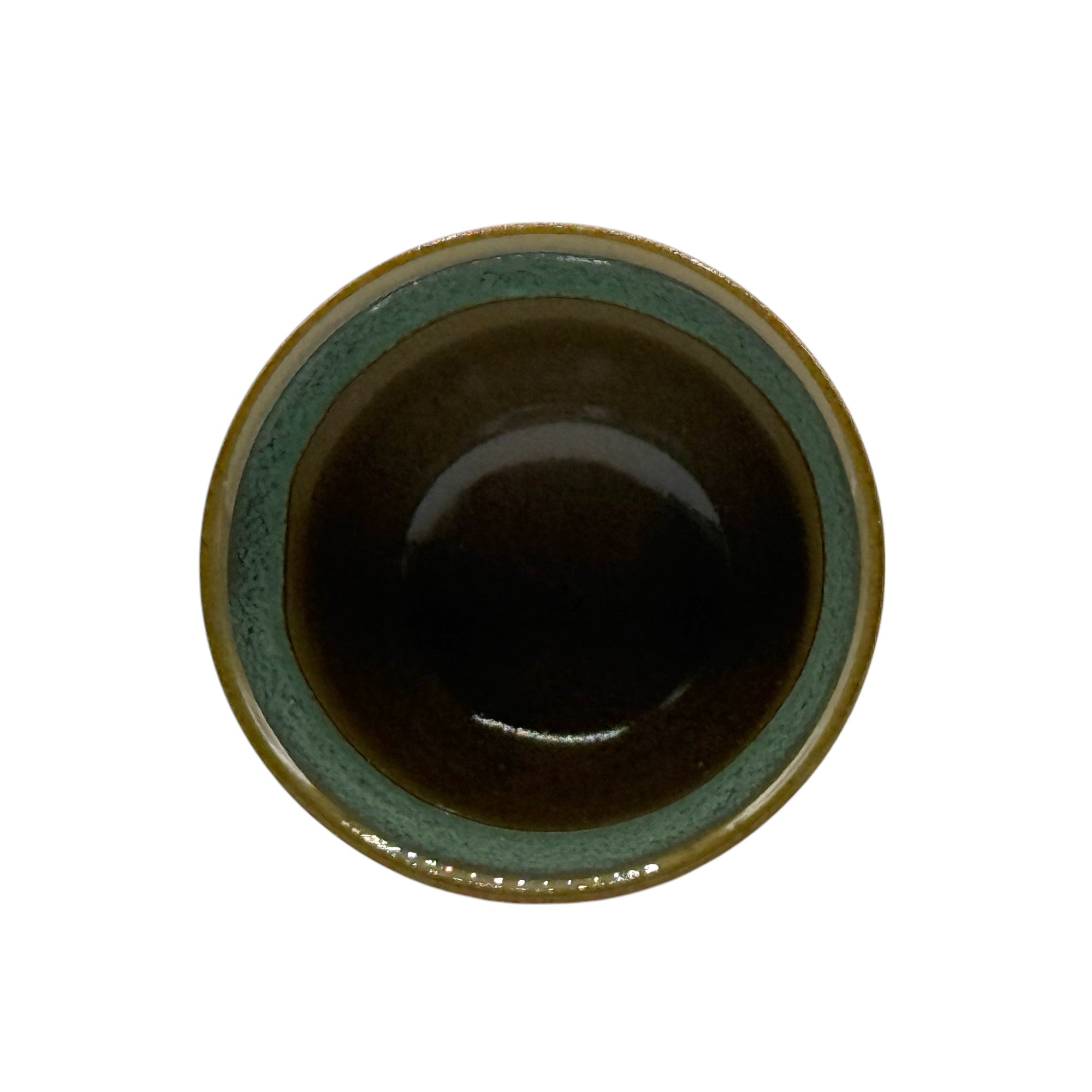 Inoue Tea Kin Kama Green Mino-yaki Yunomi - Japanese Sencha Teacup, showcasing a traditional green ceramic teacup.