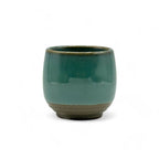 Inoue Tea Hisuitaru Green Mino-yaki Yunomi - Japanese teacup, 2.6 inches wide, 2.7 inches tall, 8 oz capacity, handcrafted in Japan.